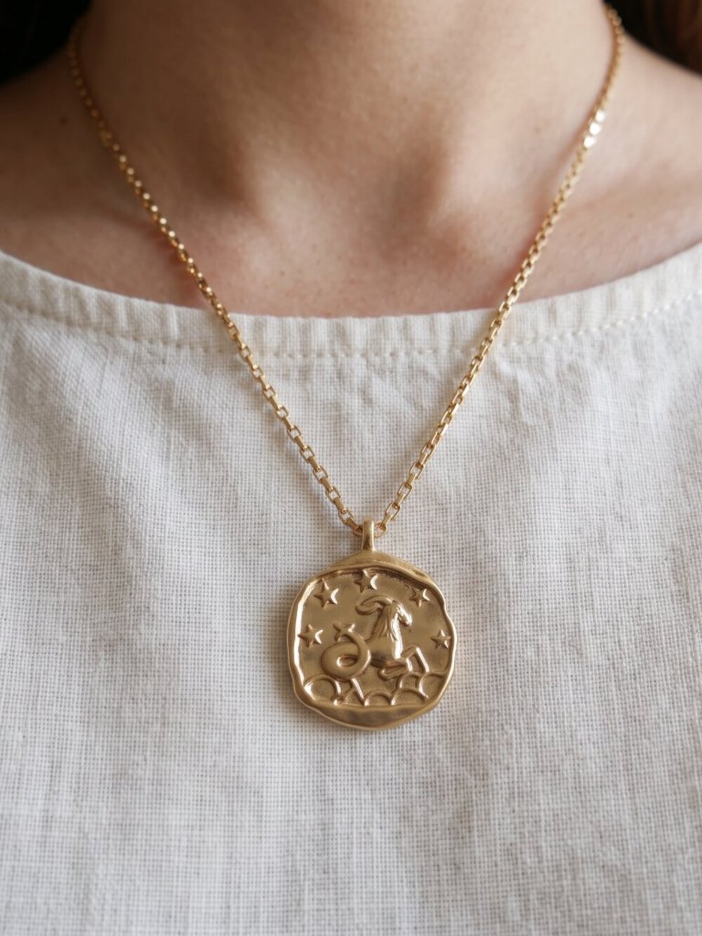 Gold Zodiac Capricorn Pendant Necklace - Women's Jewelry